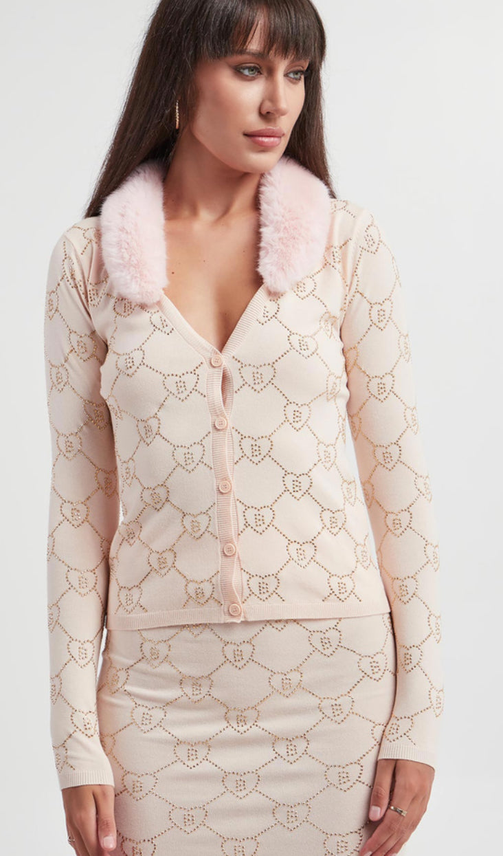 Cardigan logati con collo in pelliccia “Blugirl”
