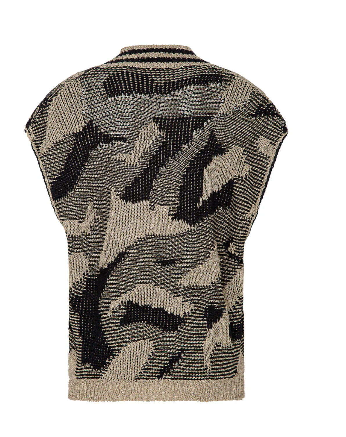 Smanicato in maglia jacquard pattern camuflage in lurex “Akep”