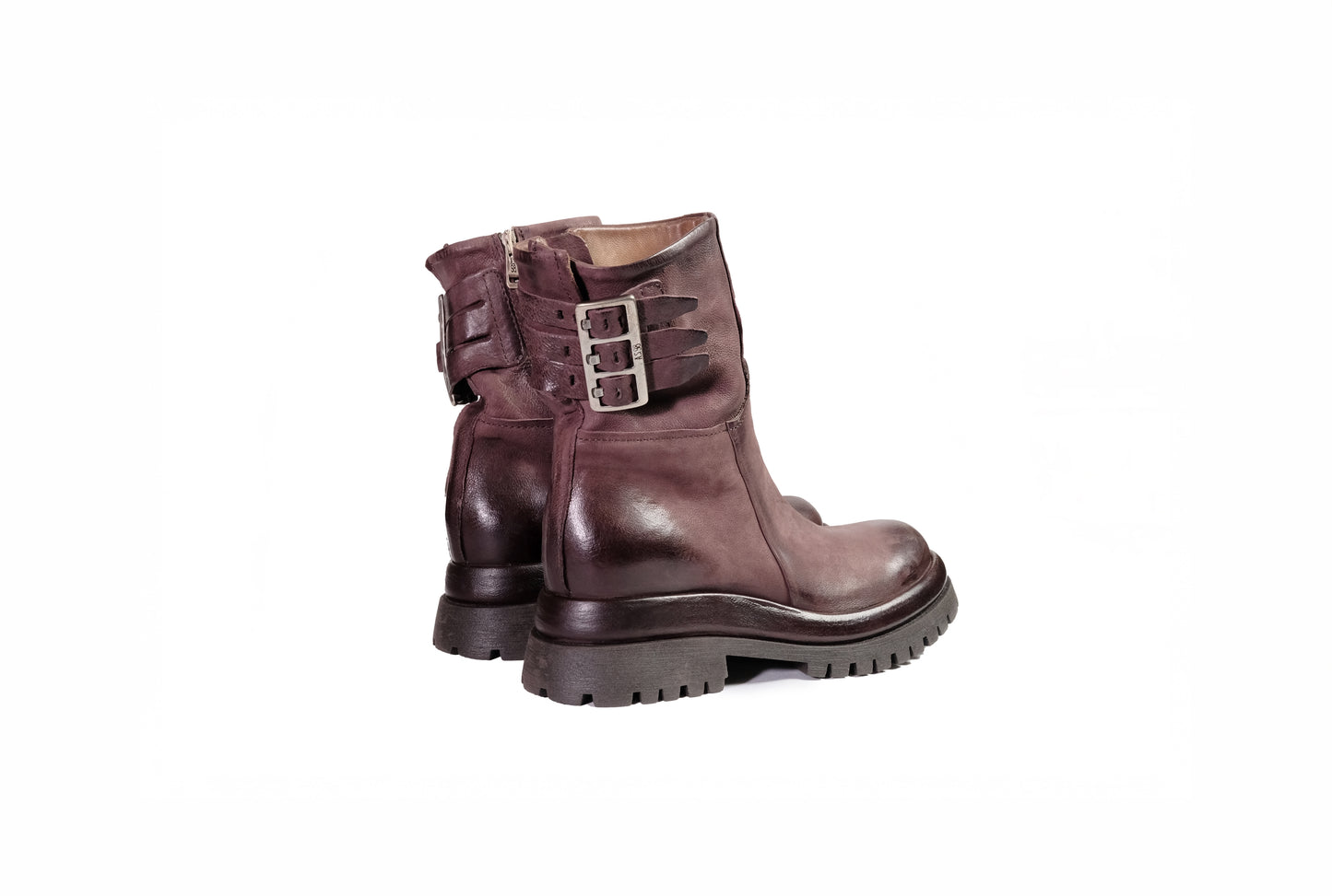 Stivaletto in pelle bordeaux e zip “A.S.98”