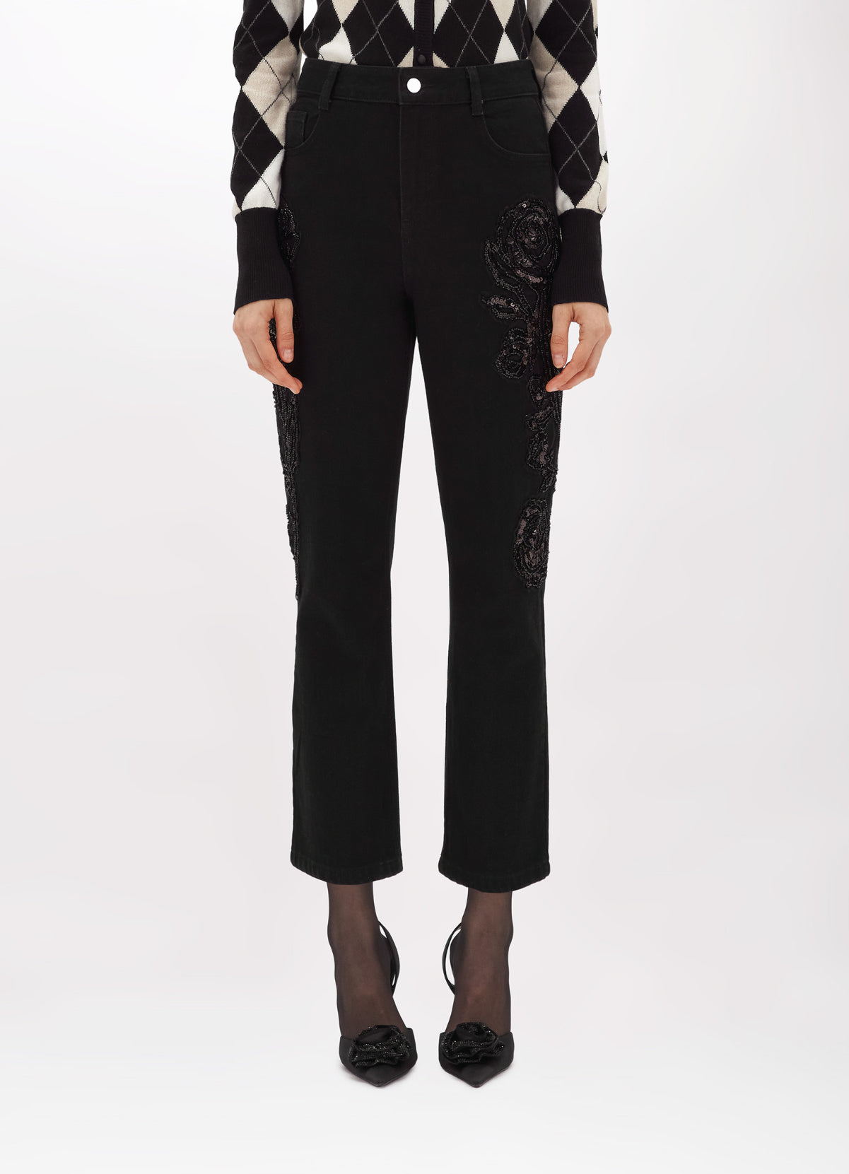 Jeans in black denim con ricamo “Blugirl”