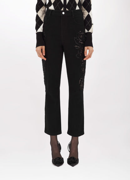 Jeans in black denim con ricamo “Blugirl”