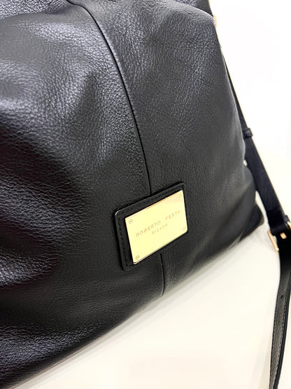 Borsa a spalla in pelle morbida nera “Roberto Festa”