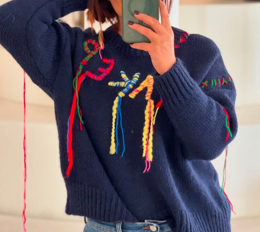 Maglione con ricami logo multicolor “Akep”
