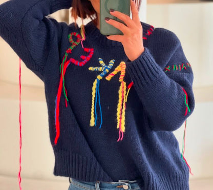 Maglione con ricami logo multicolor “Akep”