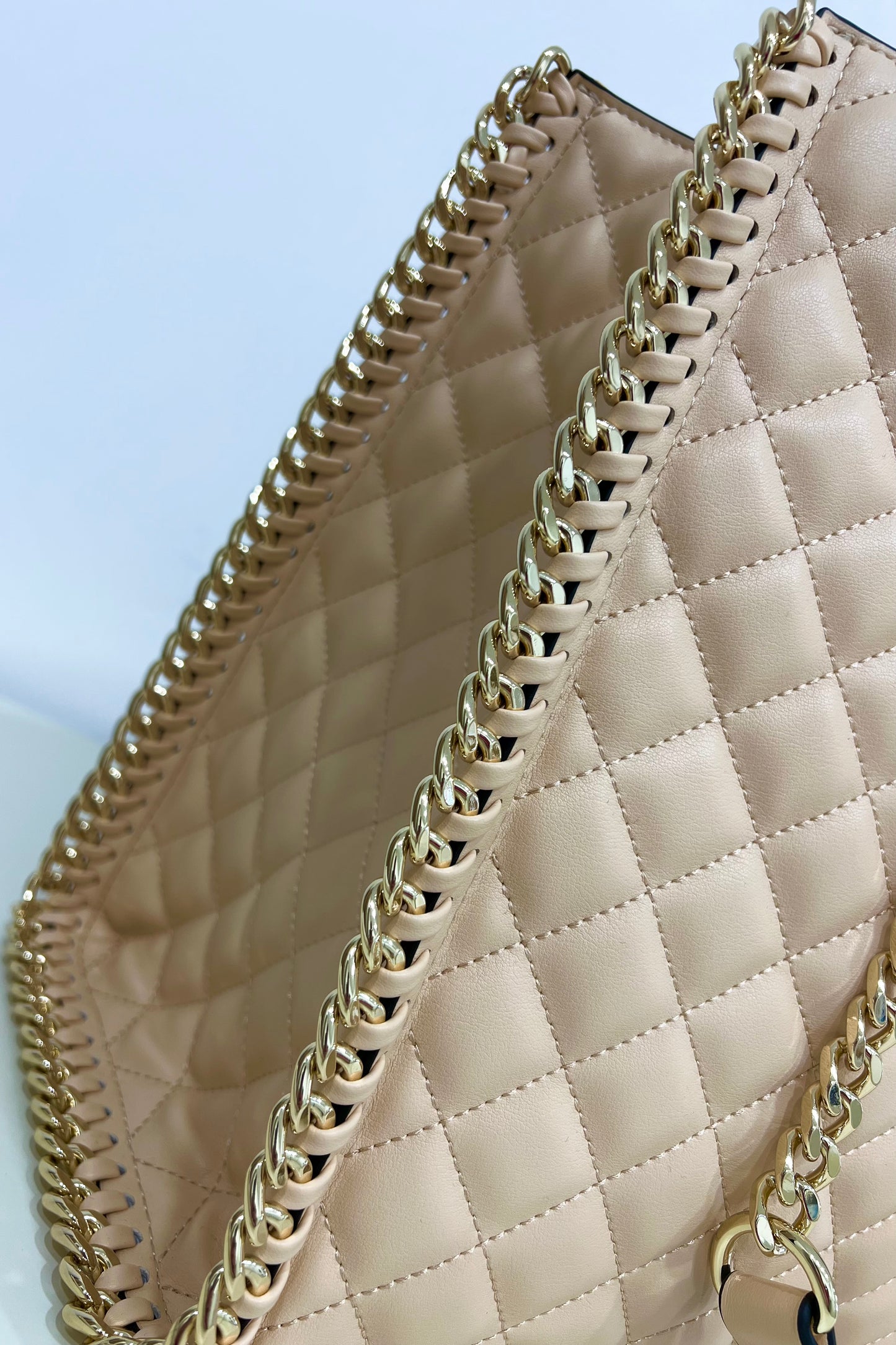 Tote bag trapuntata interlock beige “Pollini”