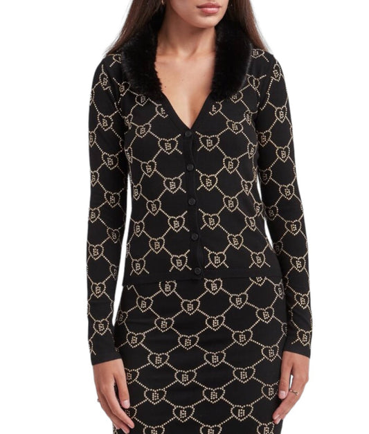 Cardigan logati con collo in pelliccia “Blugirl”