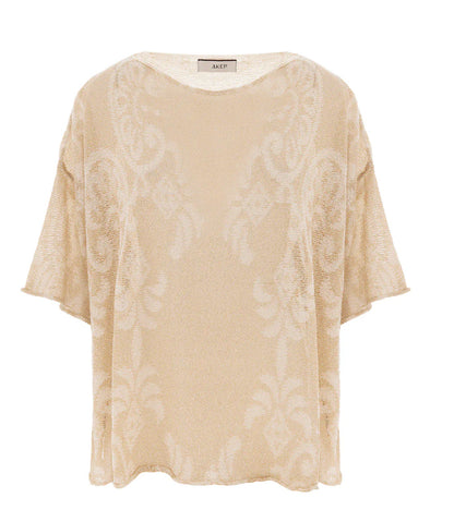 Maglia scatola fantasia damascata ton sur ton “Akep”