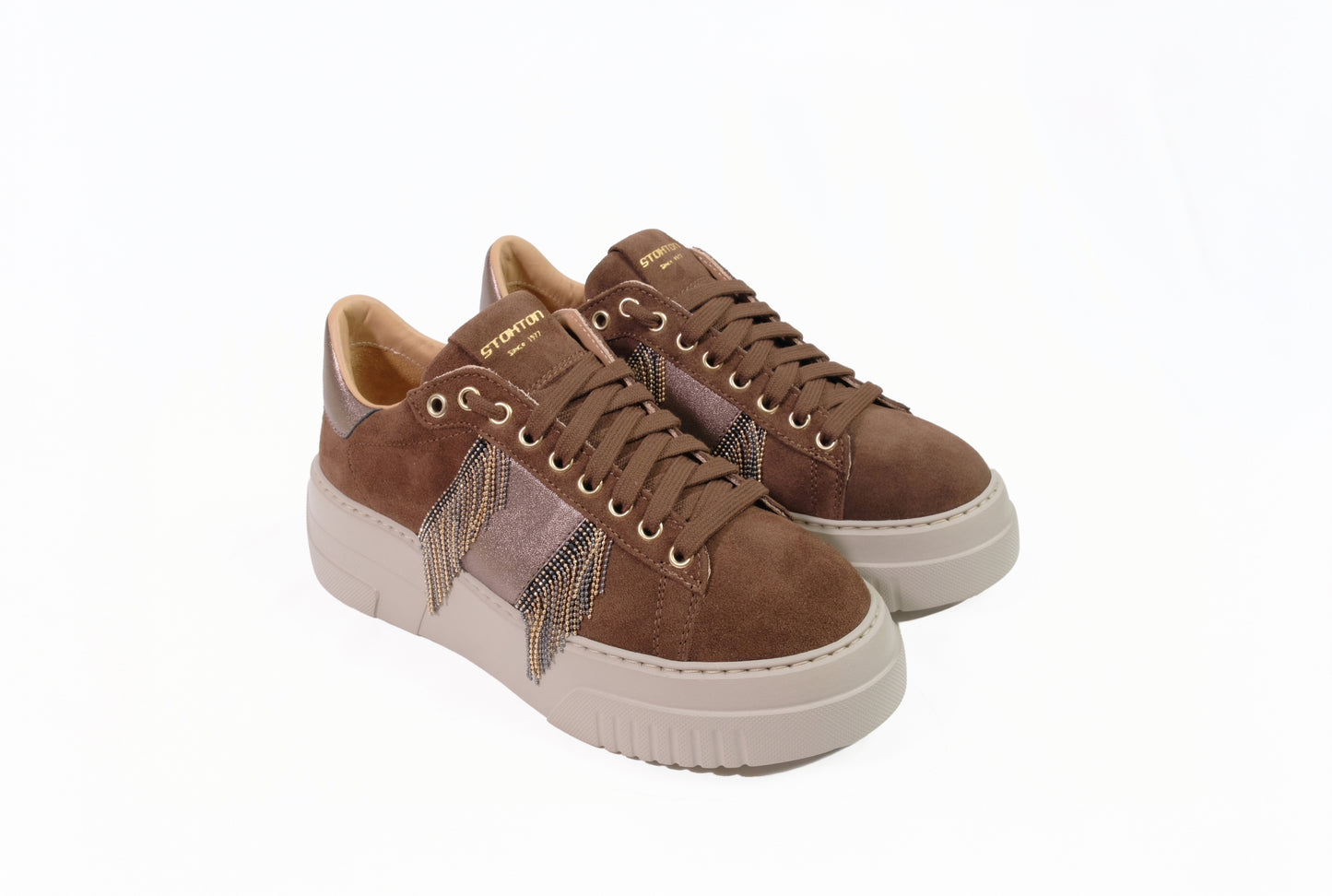 Sneakers in camoscio chocolate “Stokton”