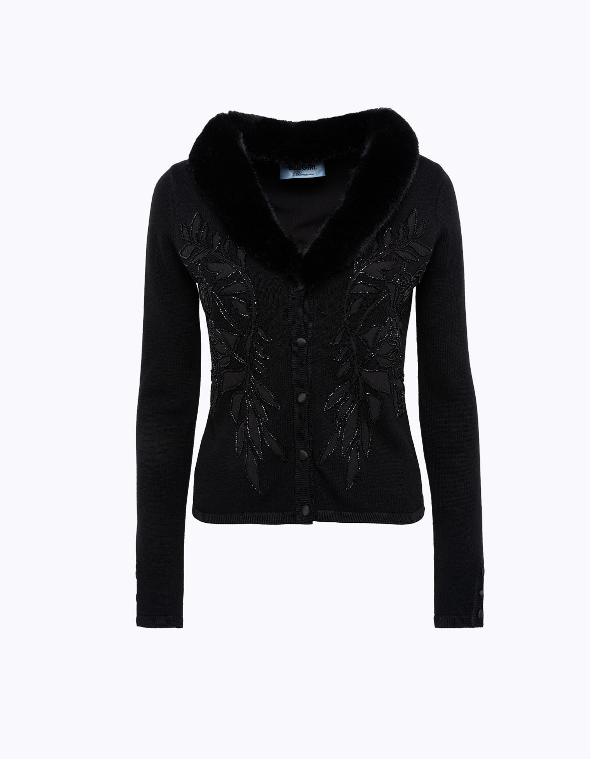 Cardigan con ricamo e collo in faux fur “Blugirl”