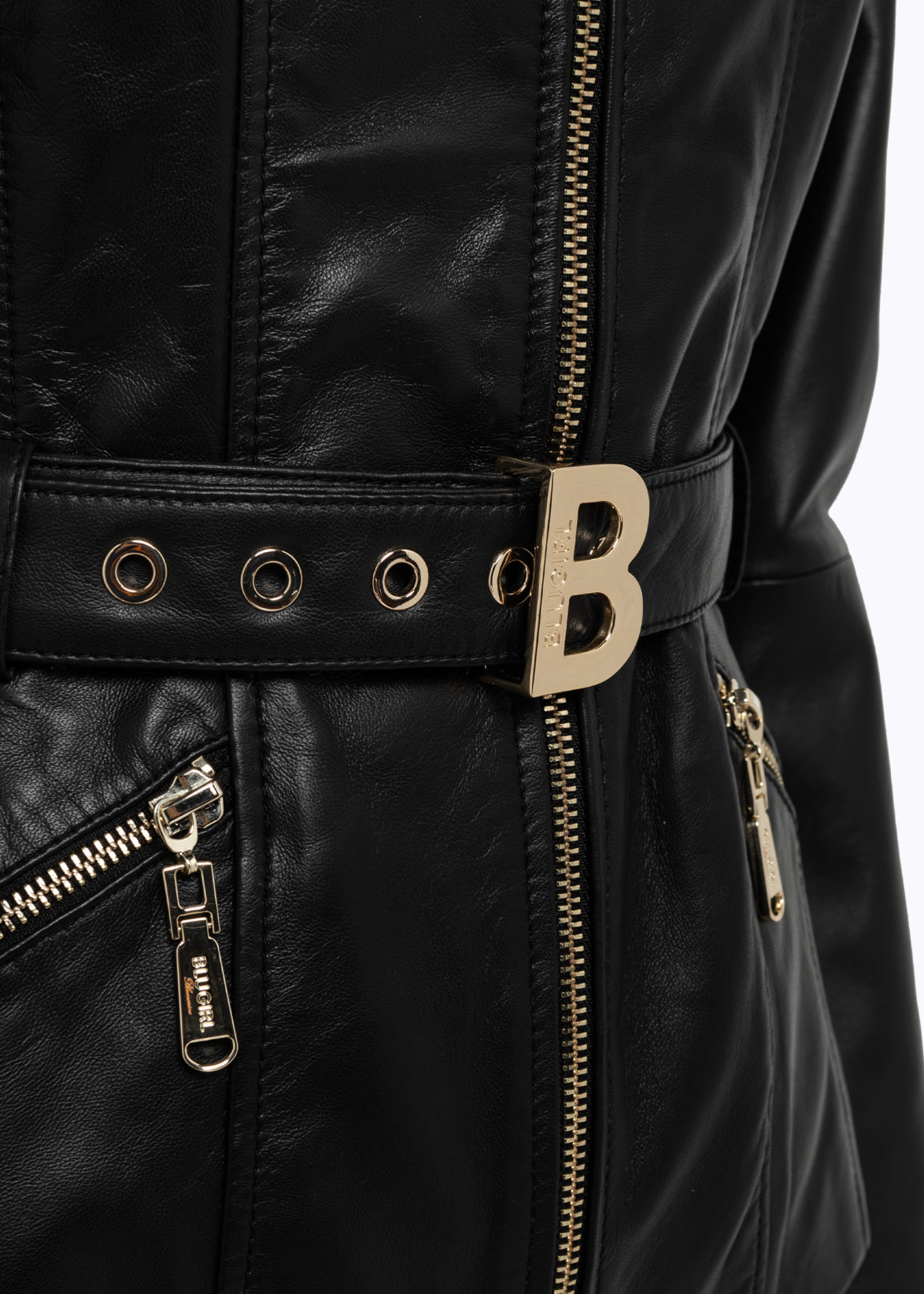 Giacca fitted in pelle con cintura “Blugirl”