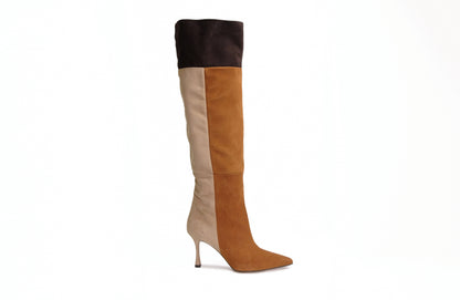 Stivale alto in camoscio cognac “Roberto Festa”
