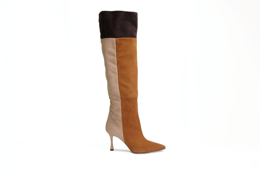 Stivale alto in camoscio cognac “Roberto Festa”