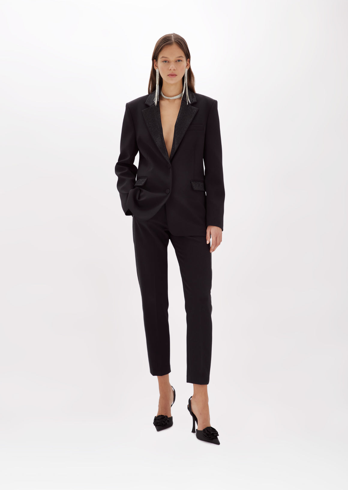 Giacca blazer in crêpe con strass “Blugirl”