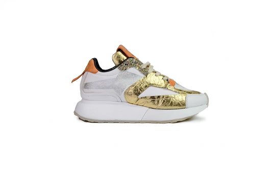 Sneakers in pelle bianca e oro “ A.S.98”