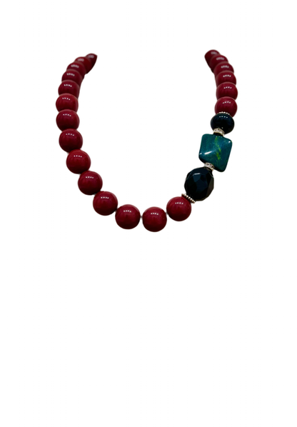 Collana corta boule rosse Capua “Sodini”