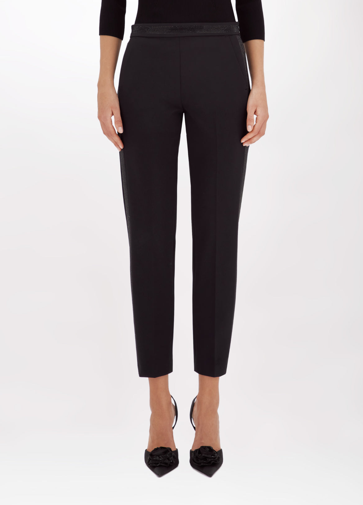 Pantaloni a sigaretta in crêpe stretch e strass “Blugirl”