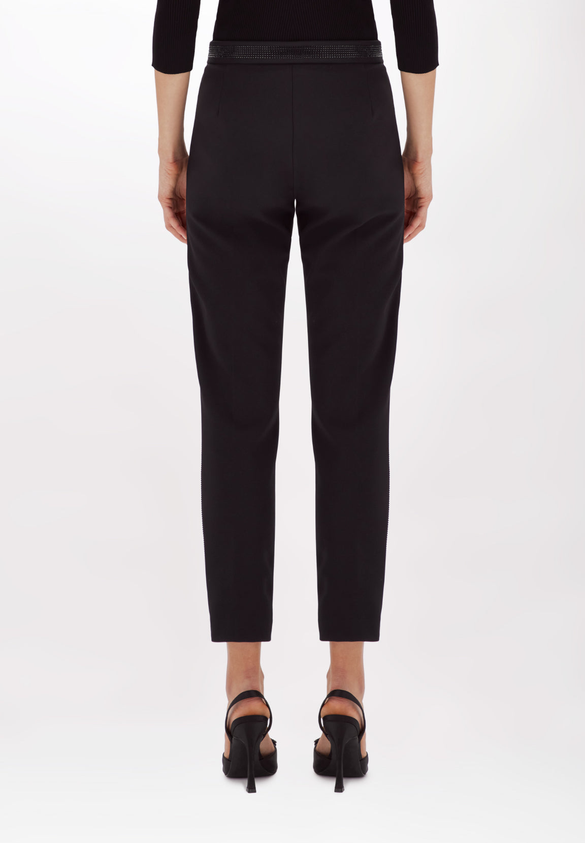 Pantaloni a sigaretta in crêpe stretch e strass “Blugirl”